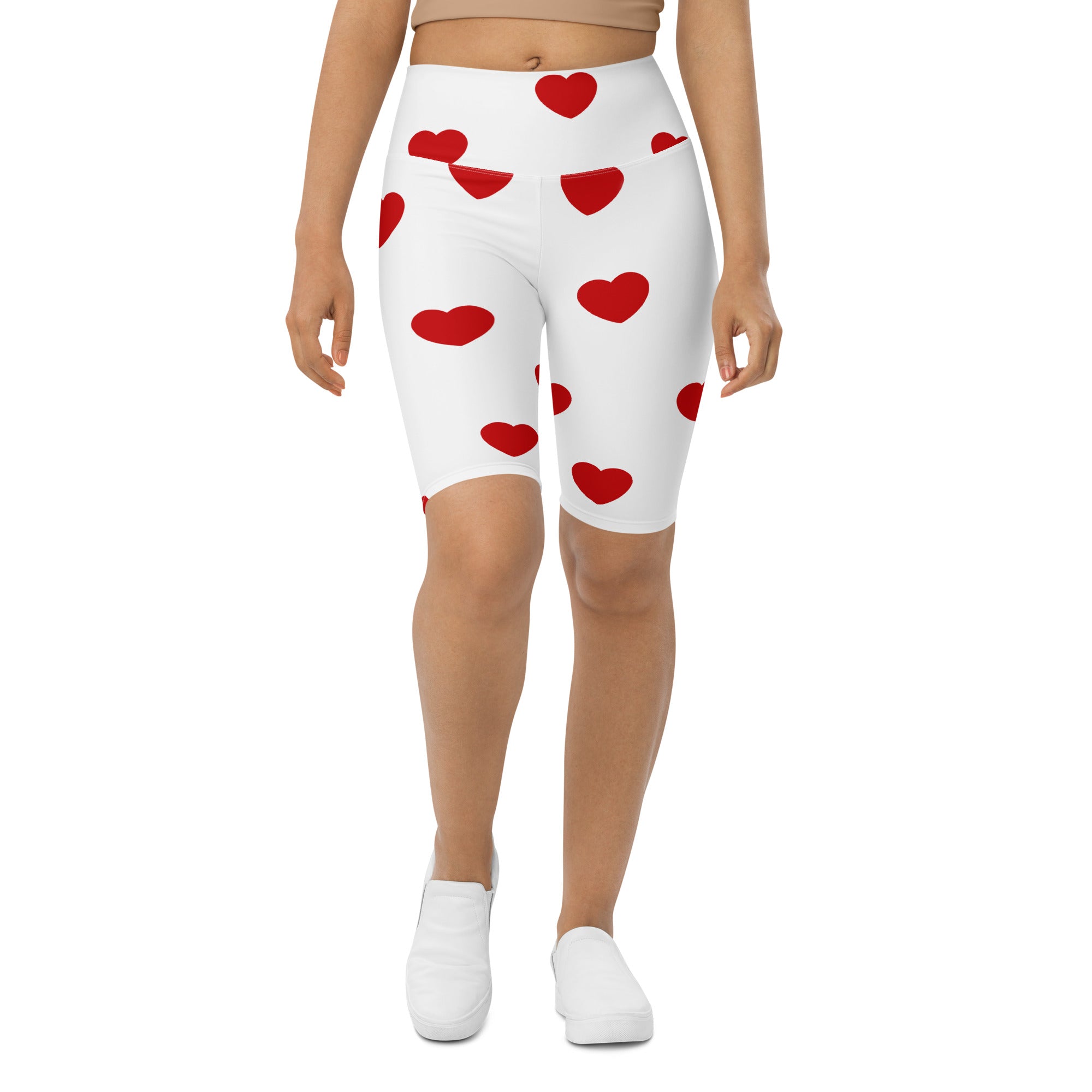 Red Hearts Biker Shorts