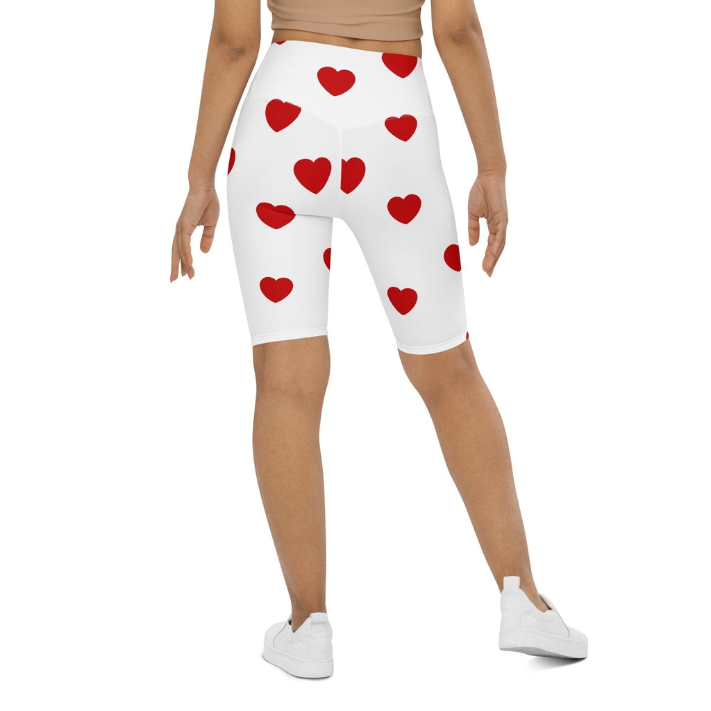 Red Hearts Biker Shorts