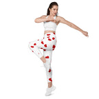 Red Hearts Crossover Leggings With Pockets