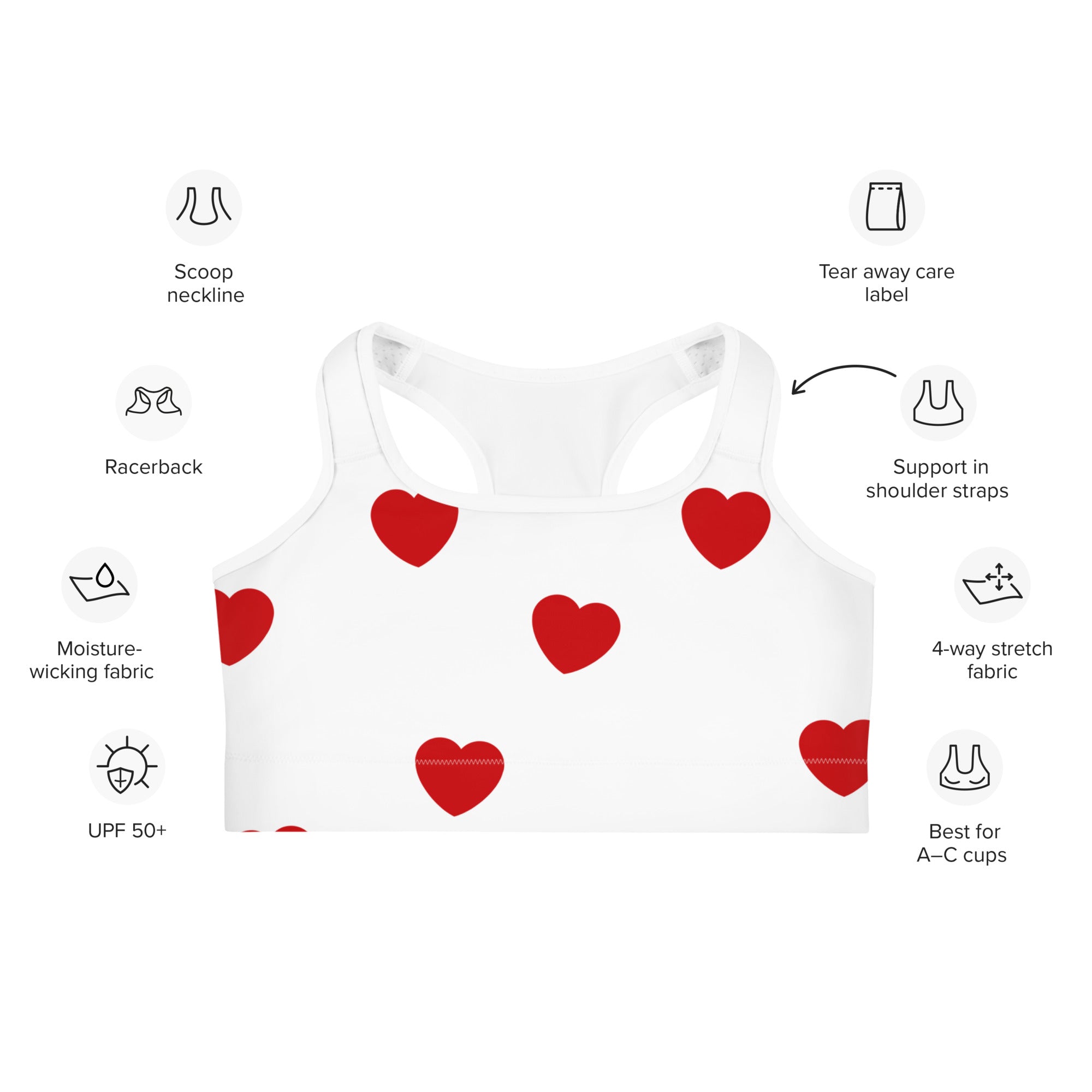 Red Hearts Sports Bra