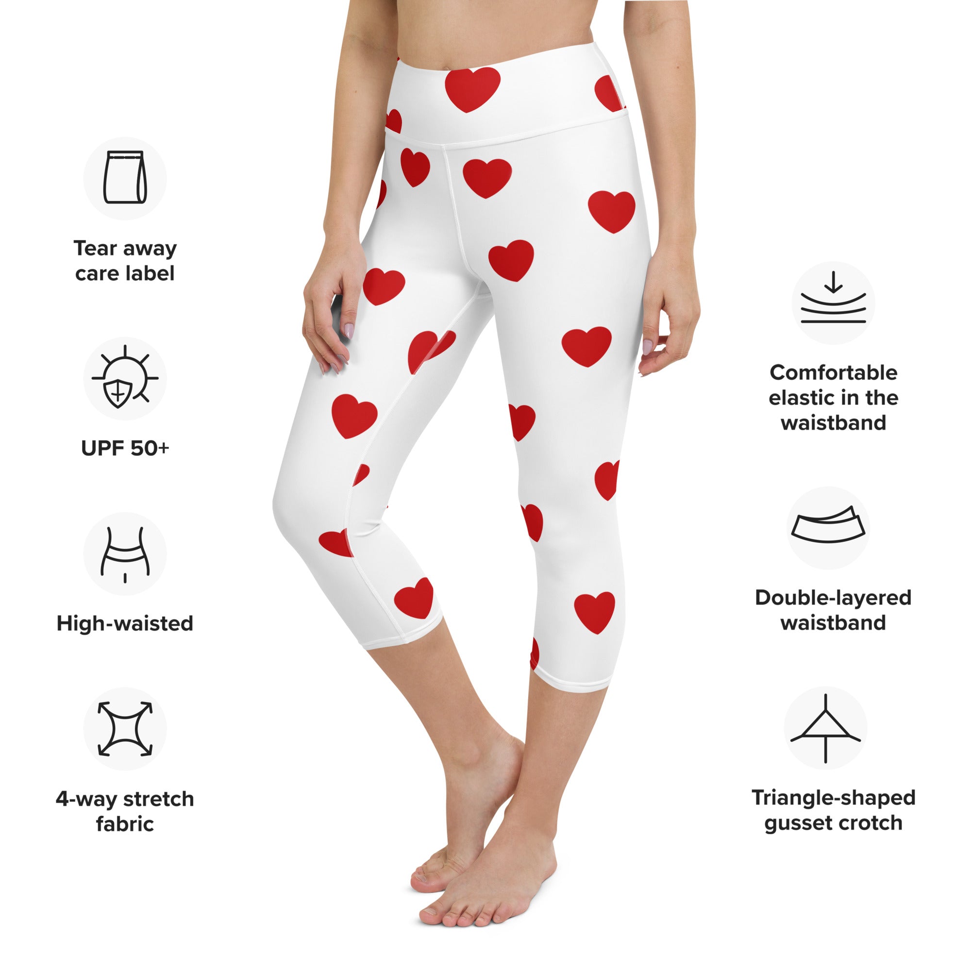 Red Hearts Yoga Capris