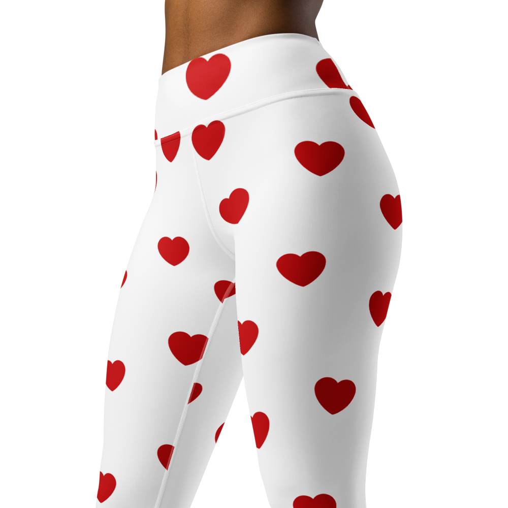 Red Hearts Yoga Leggings