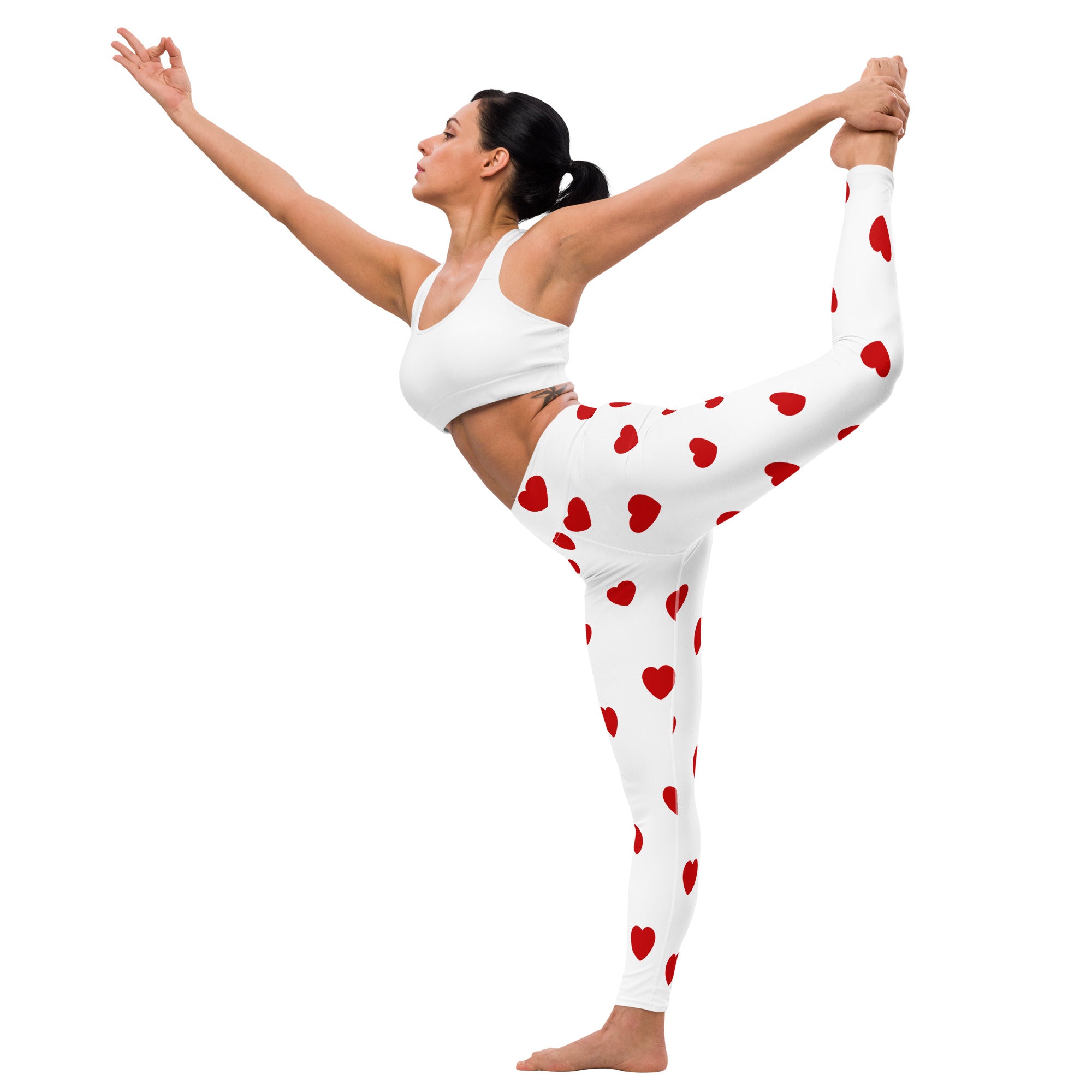 Red Hearts Yoga Leggings