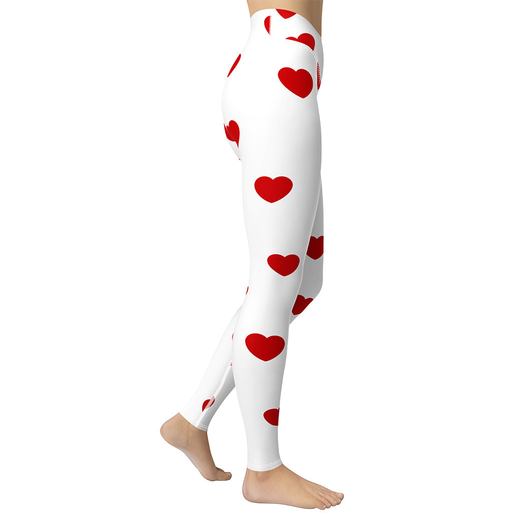 Red Hearts Yoga Leggings