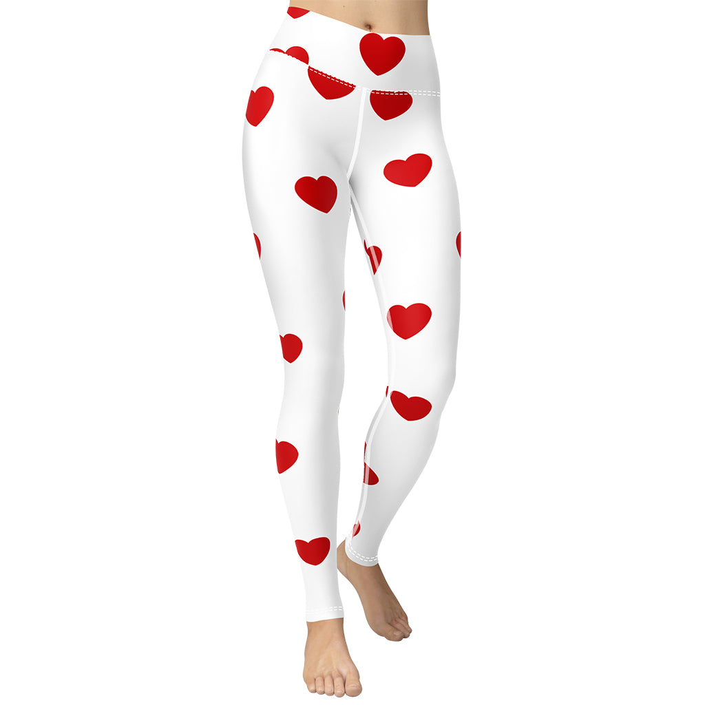 Red Hearts Yoga Leggings