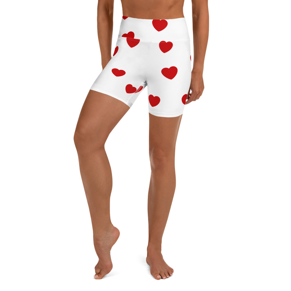 Red Hearts Yoga Shorts