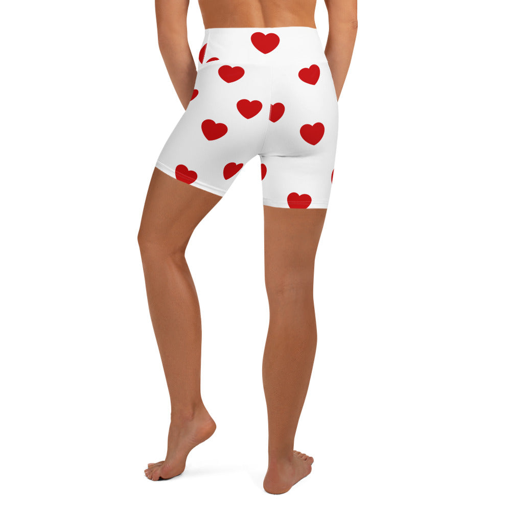 Red Hearts Yoga Shorts