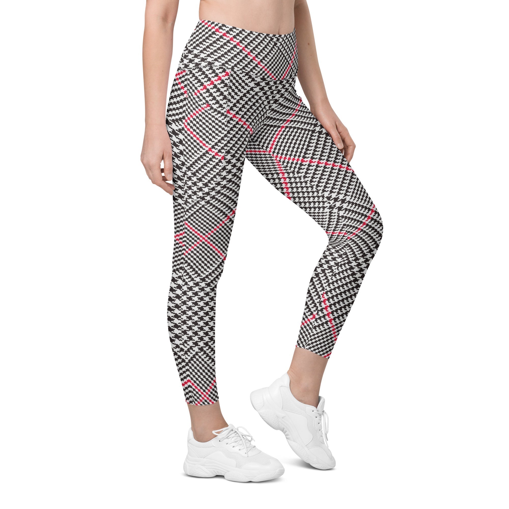 Red Houndstooth Plaid Leggings