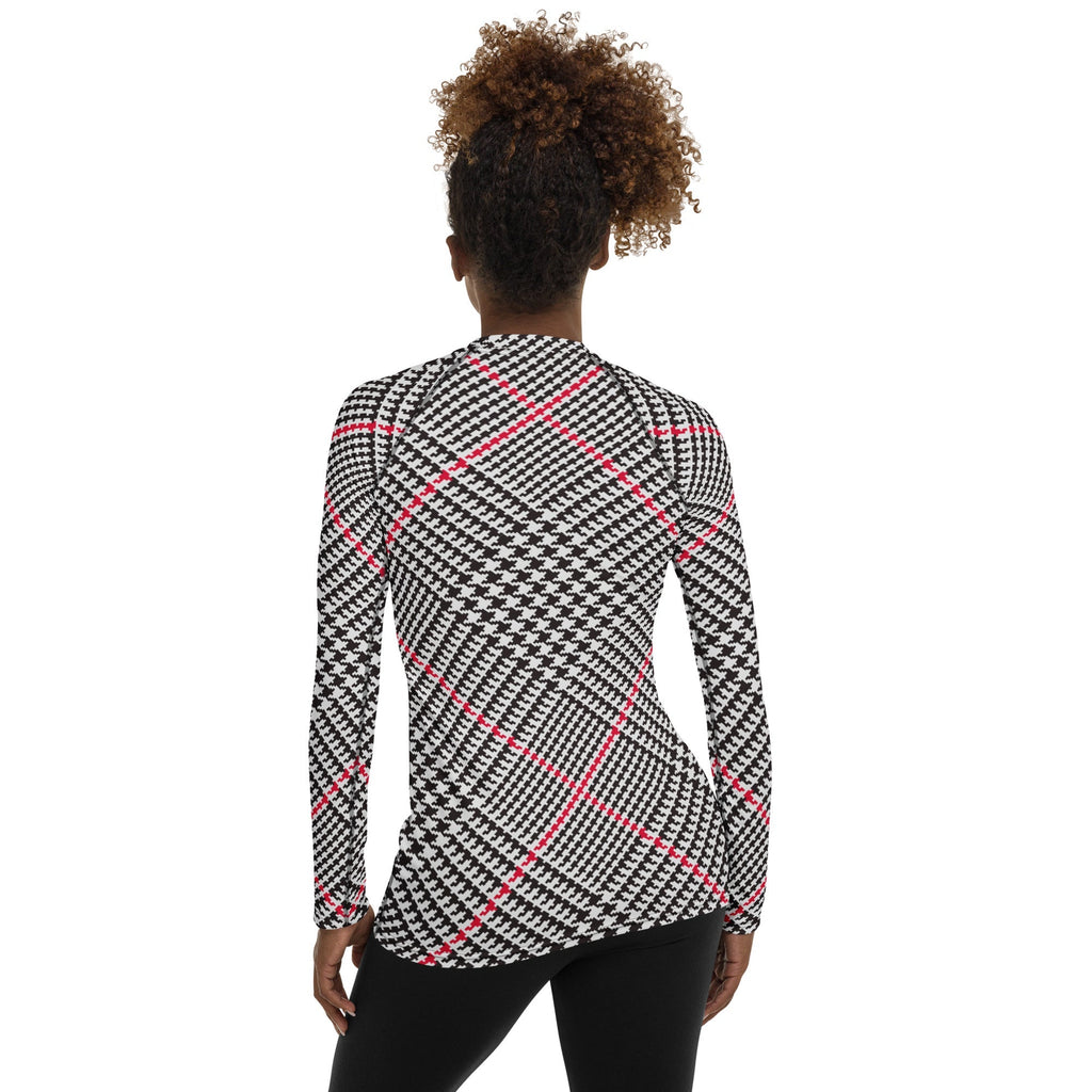 Red Houndstooth Plaid Rash Guard