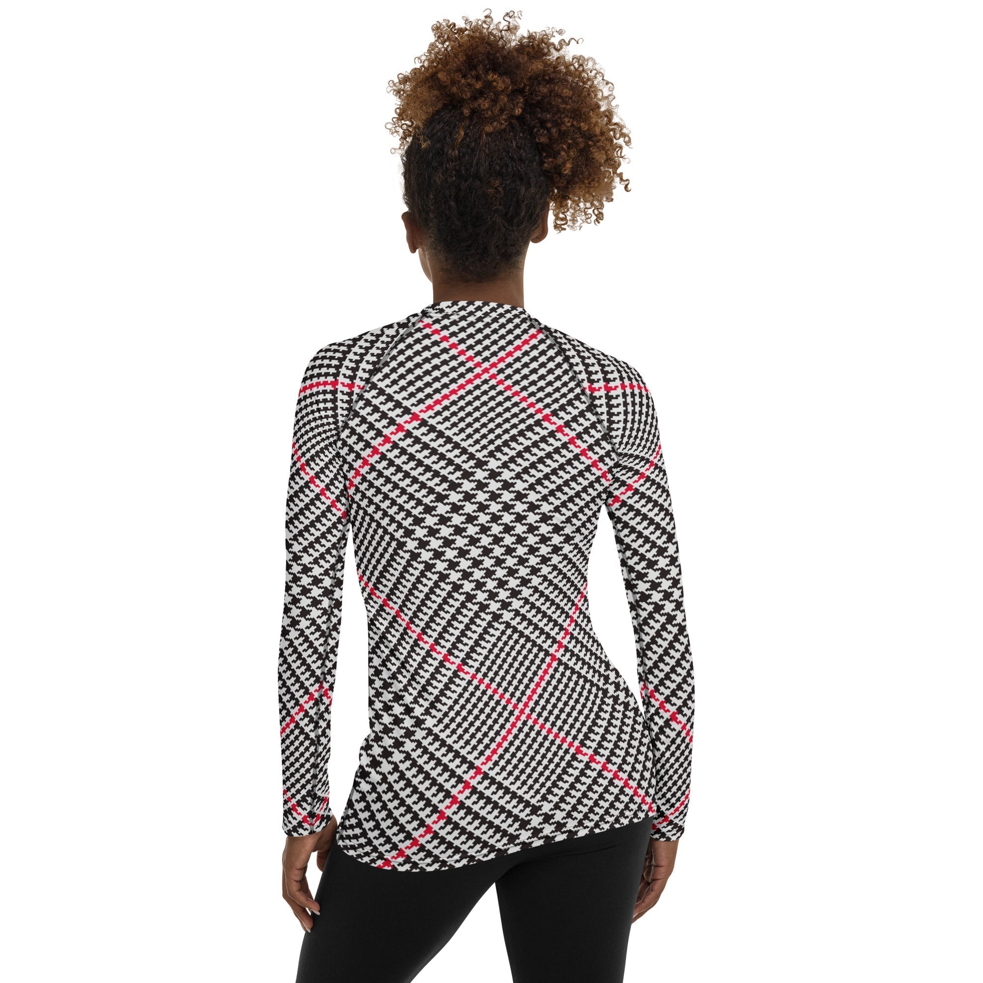 Red Houndstooth Plaid Rash Guard