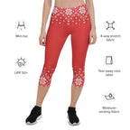 Red Knitted Print Christmas Capris
