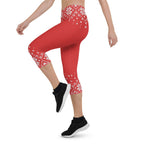 Red Knitted Print Christmas Capris