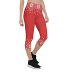 Red Knitted Print Christmas Capris