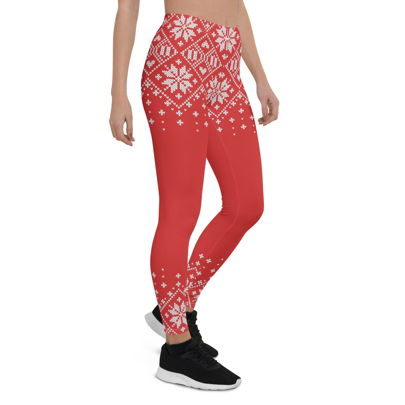 Red Knitted Print Christmas Leggings
