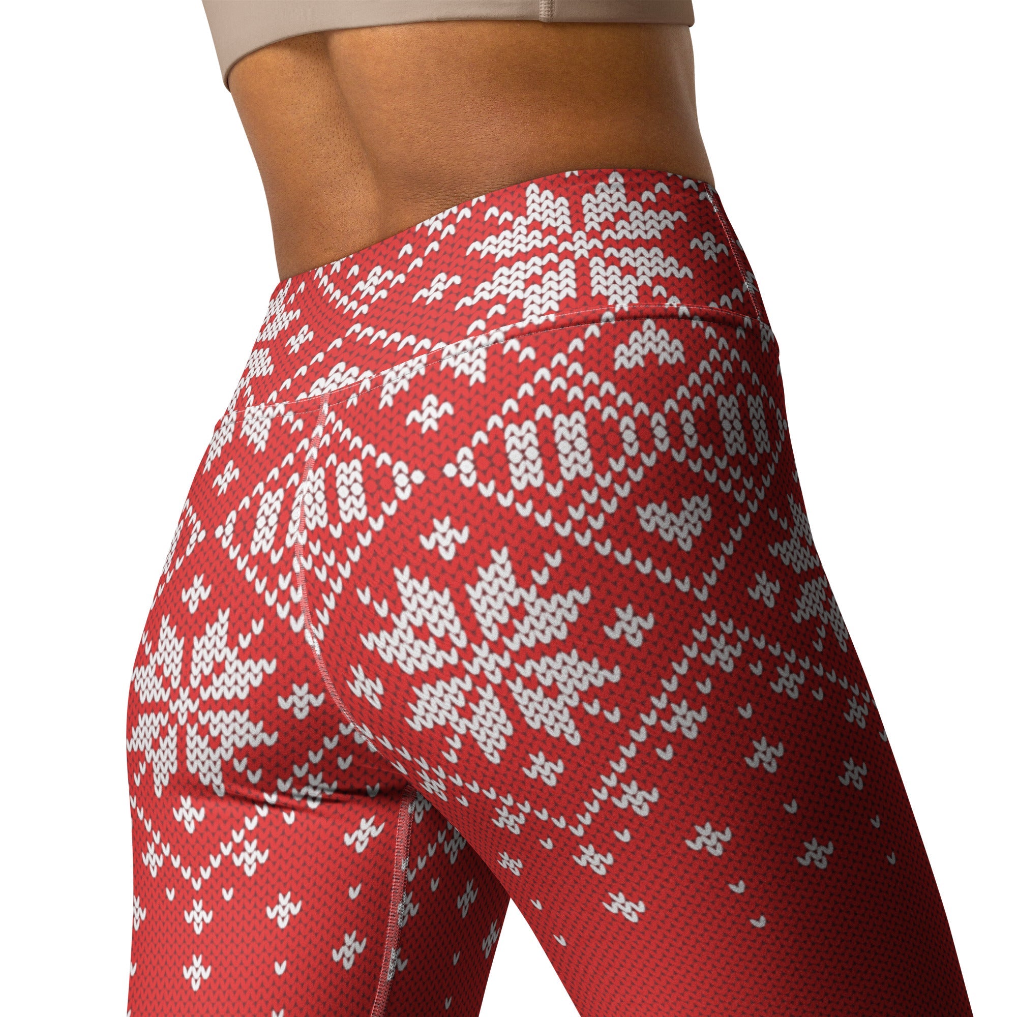 Red Knitted Print Christmas Yoga Leggings