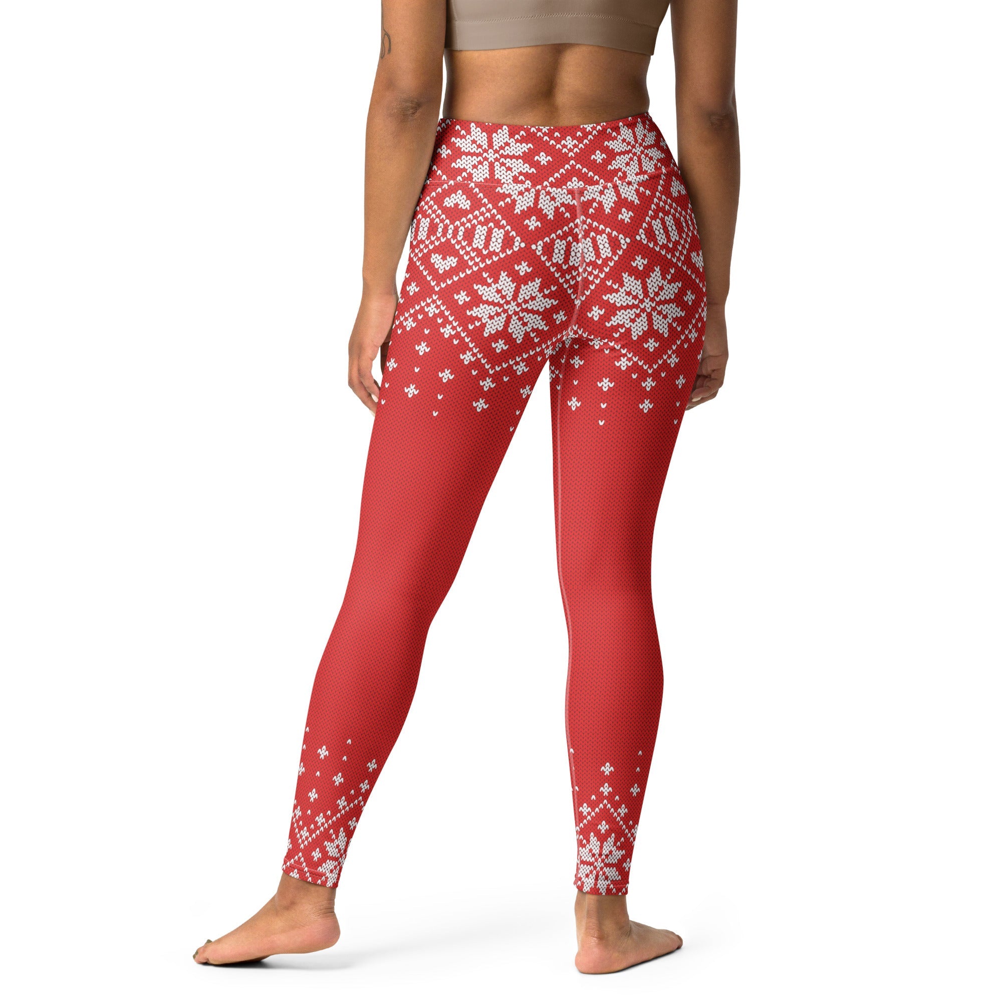 Red Knitted Print Christmas Yoga Leggings