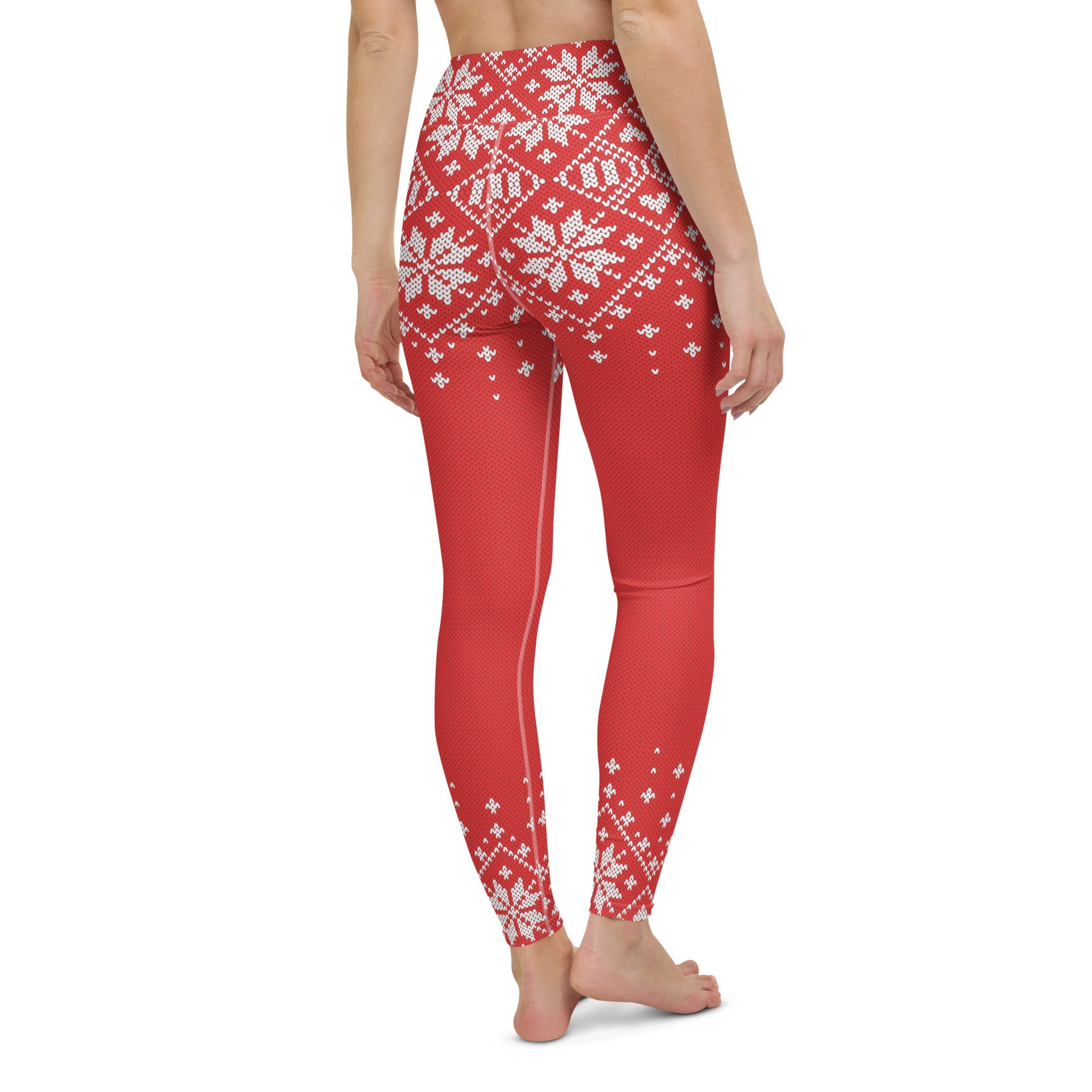 Red Knitted Print Christmas Yoga Leggings