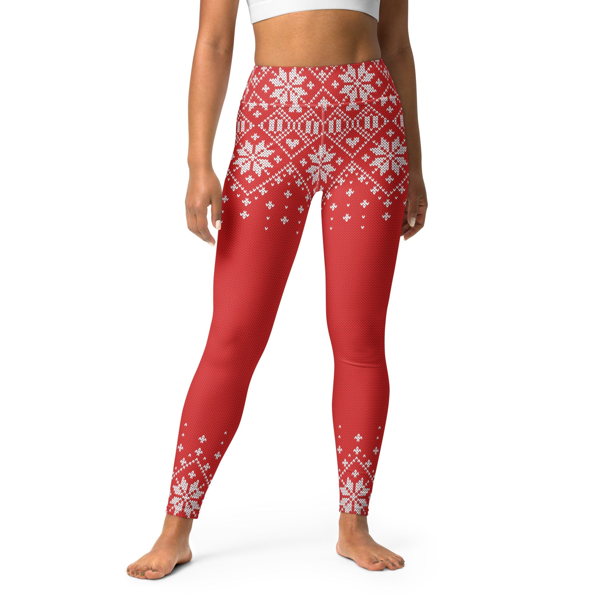 Red Knitted Print Christmas Yoga Leggings