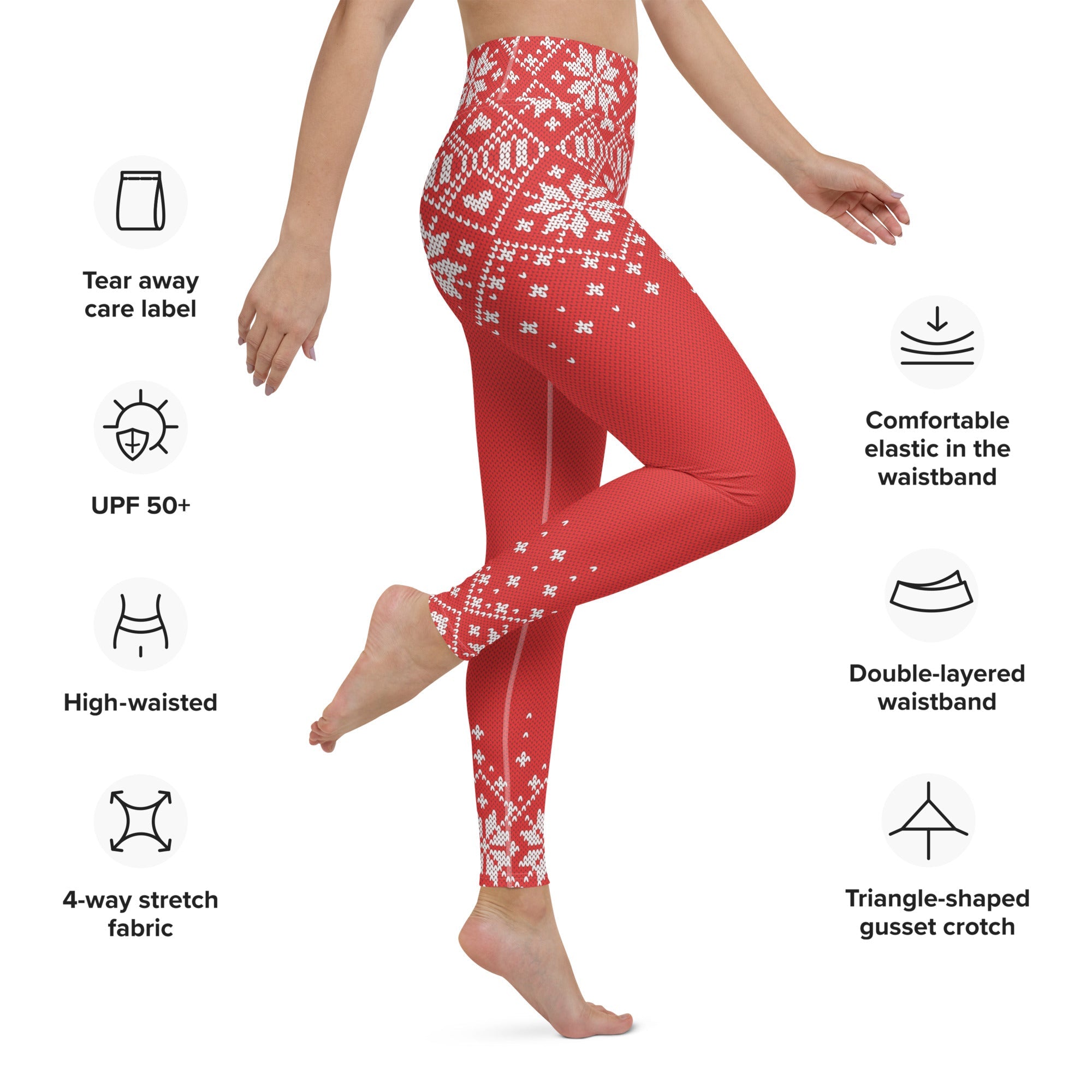 Red Knitted Print Christmas Yoga Leggings