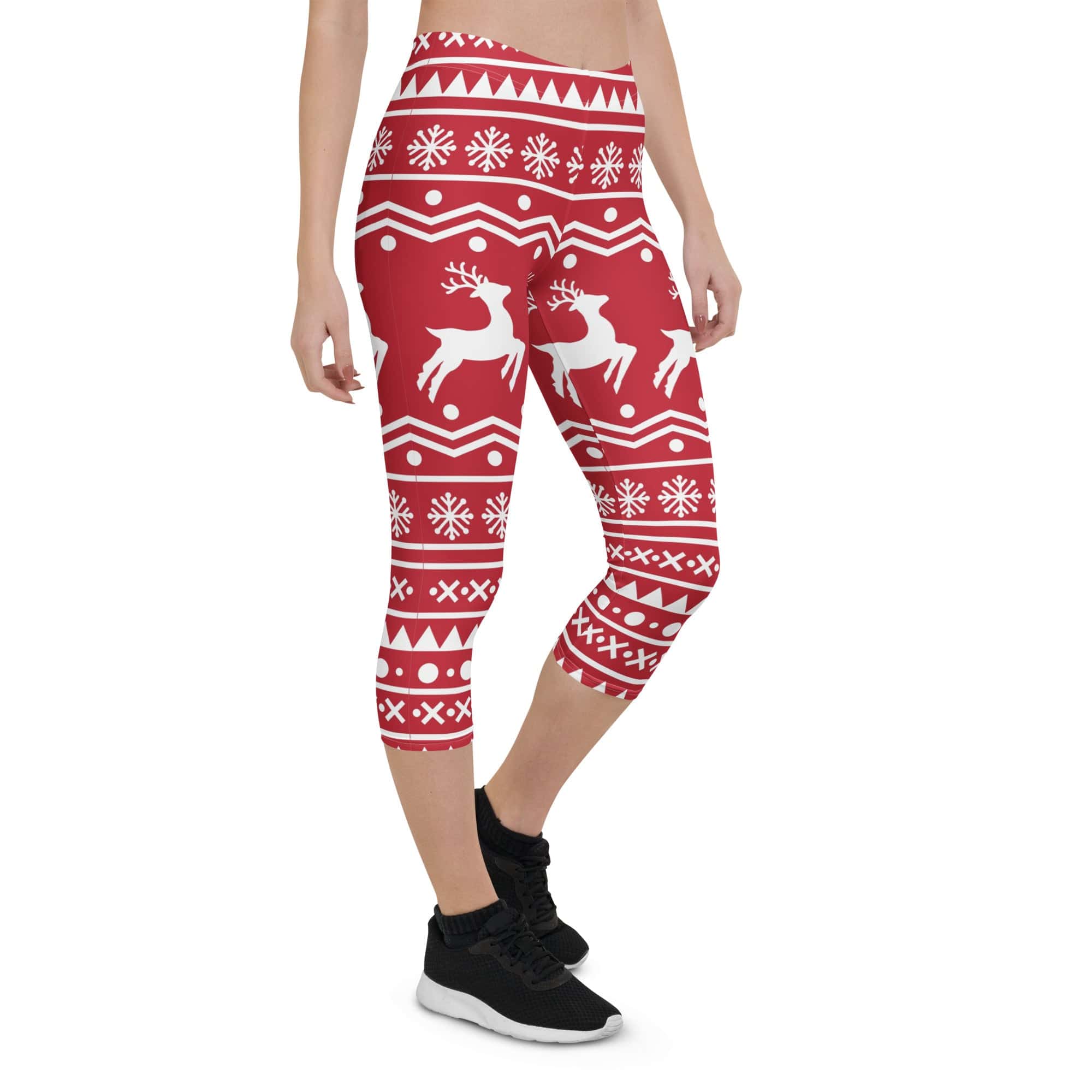 Red Nordic Reindeer Capris