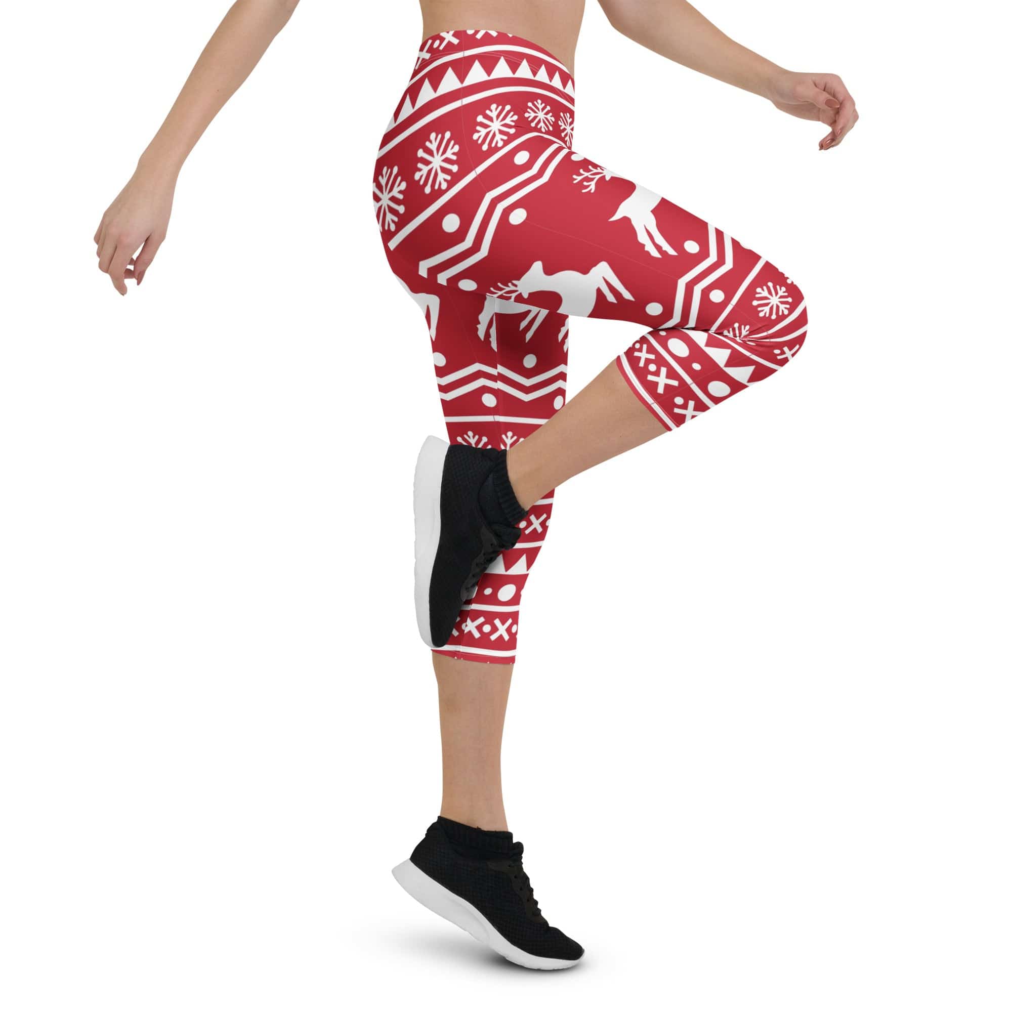 Red Nordic Reindeer Capris