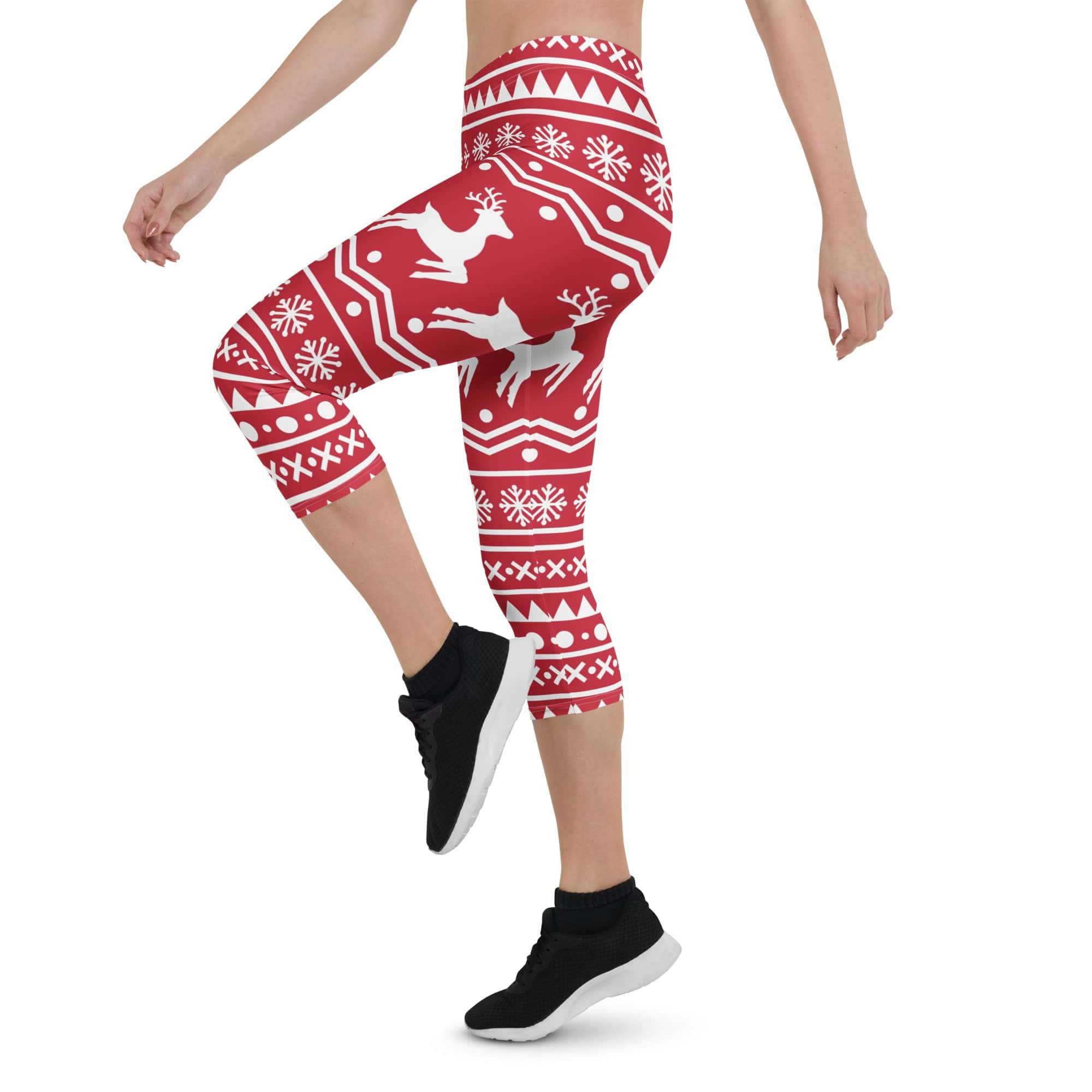 Red Nordic Reindeer Capris