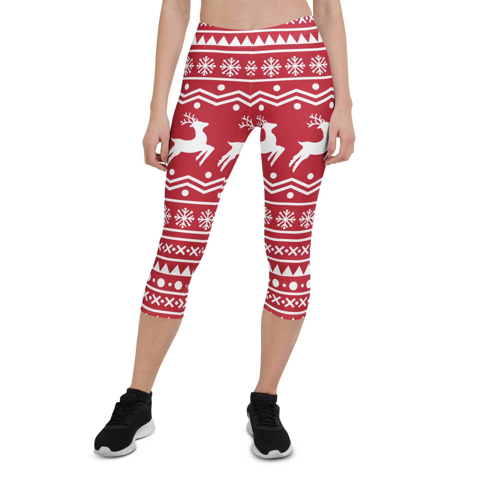 Red Nordic Reindeer Capris