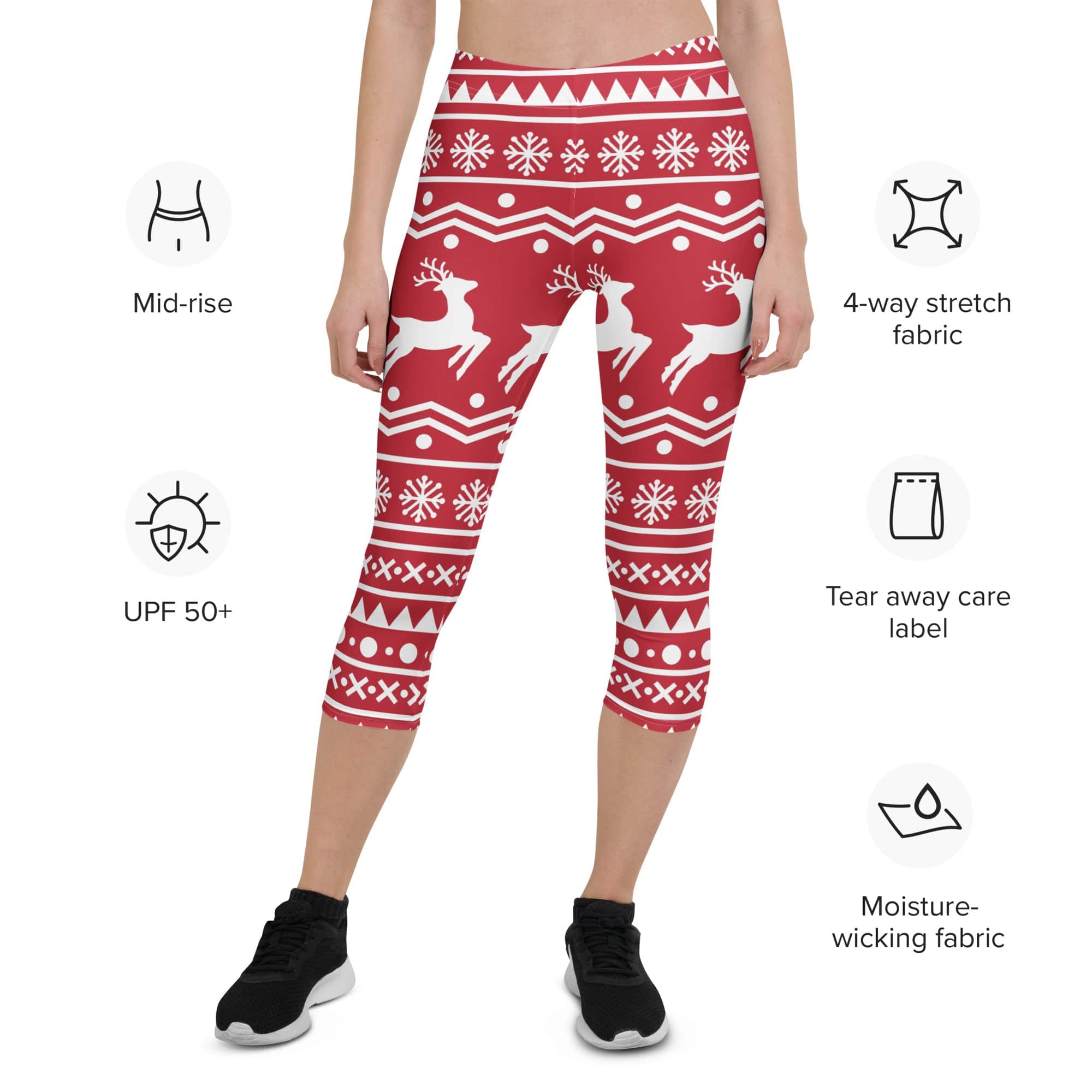 Red Nordic Reindeer Capris
