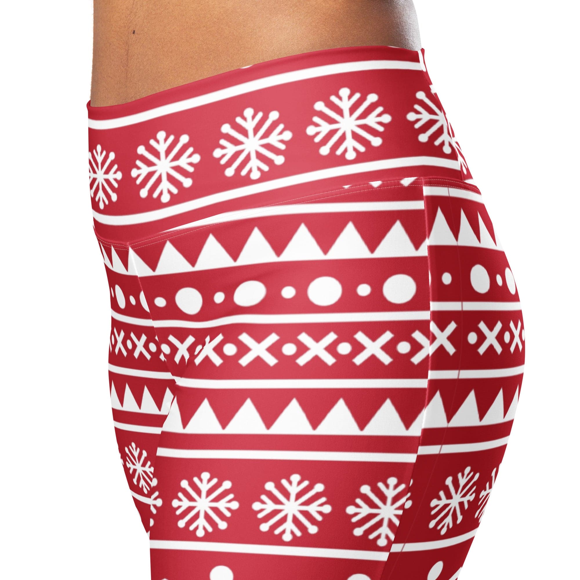 Red Nordic Reindeer Flare Leggings