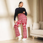 Red Nordic Reindeer Flare Leggings