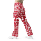 Red Nordic Reindeer Flare Leggings