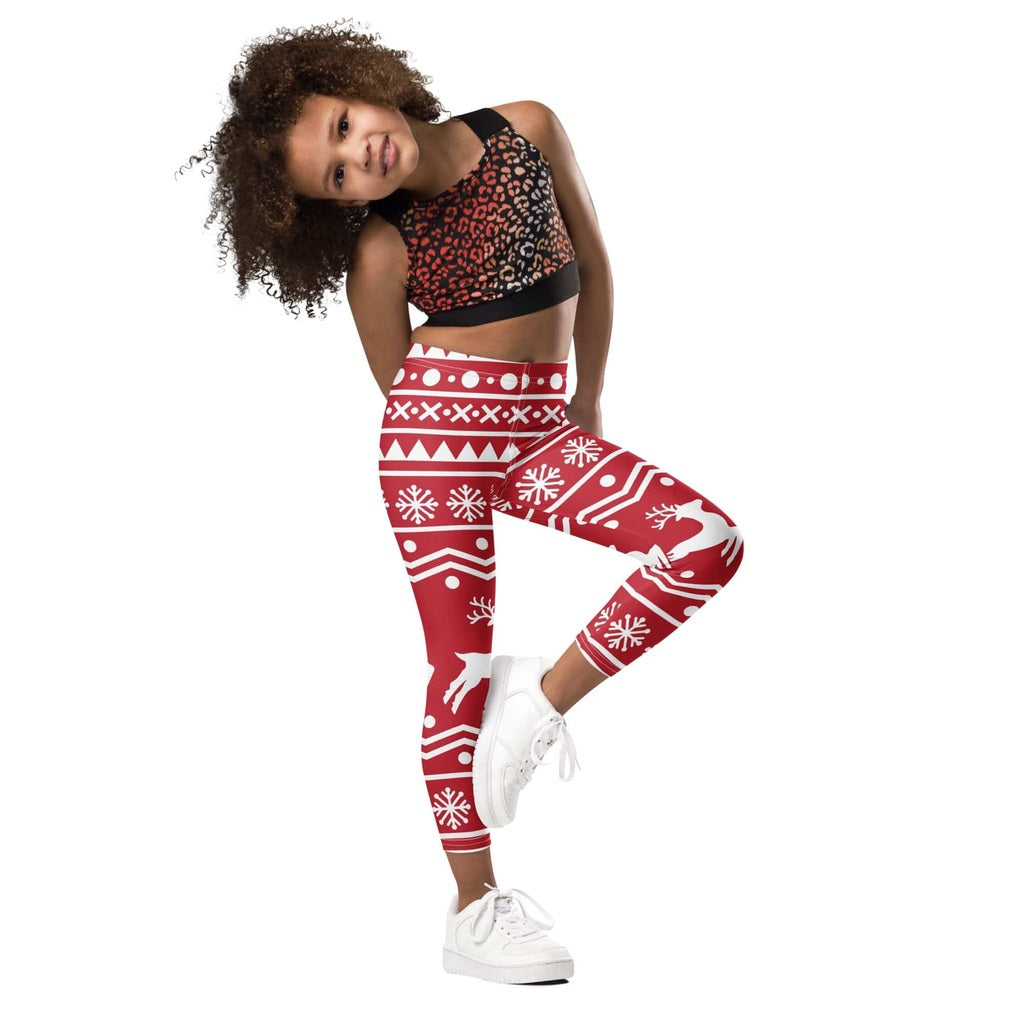 Red Nordic Reindeer Kid's Leggings