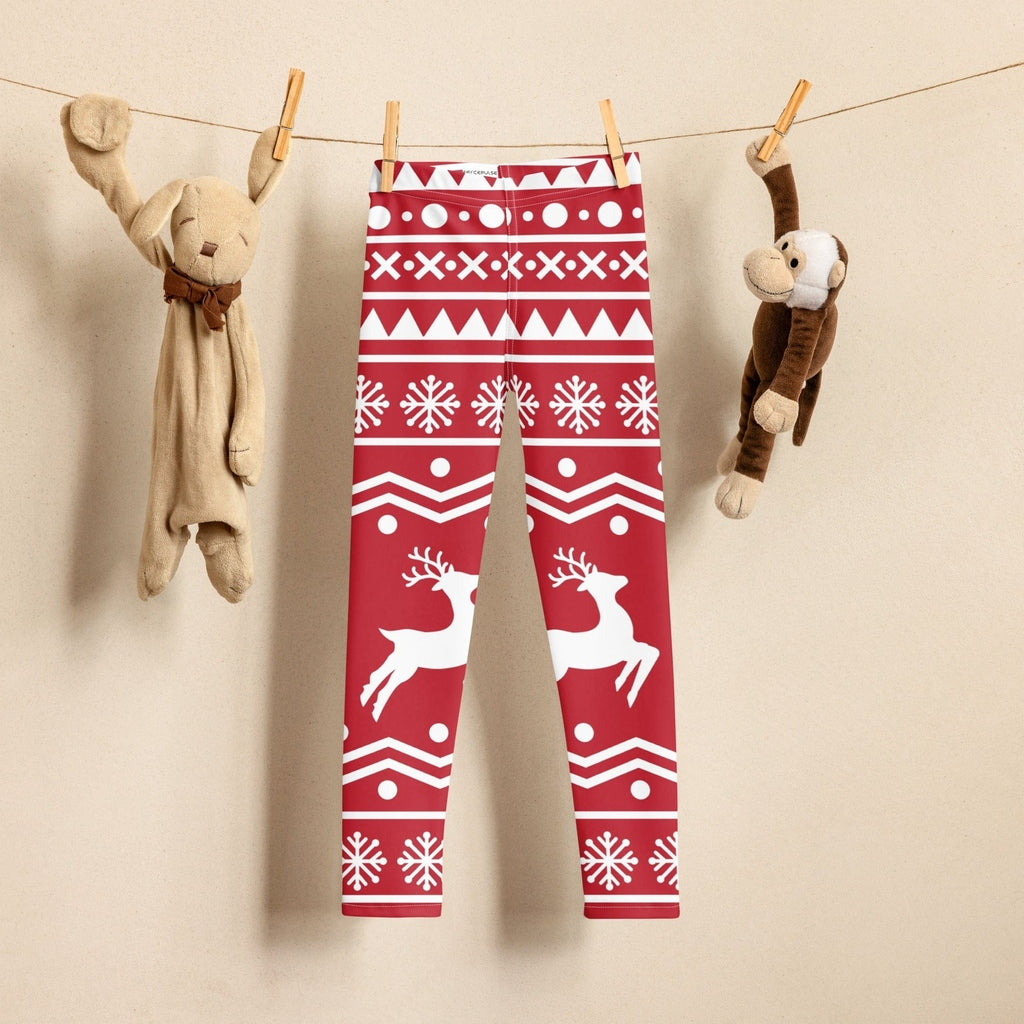 Red Nordic Reindeer Kid's Leggings