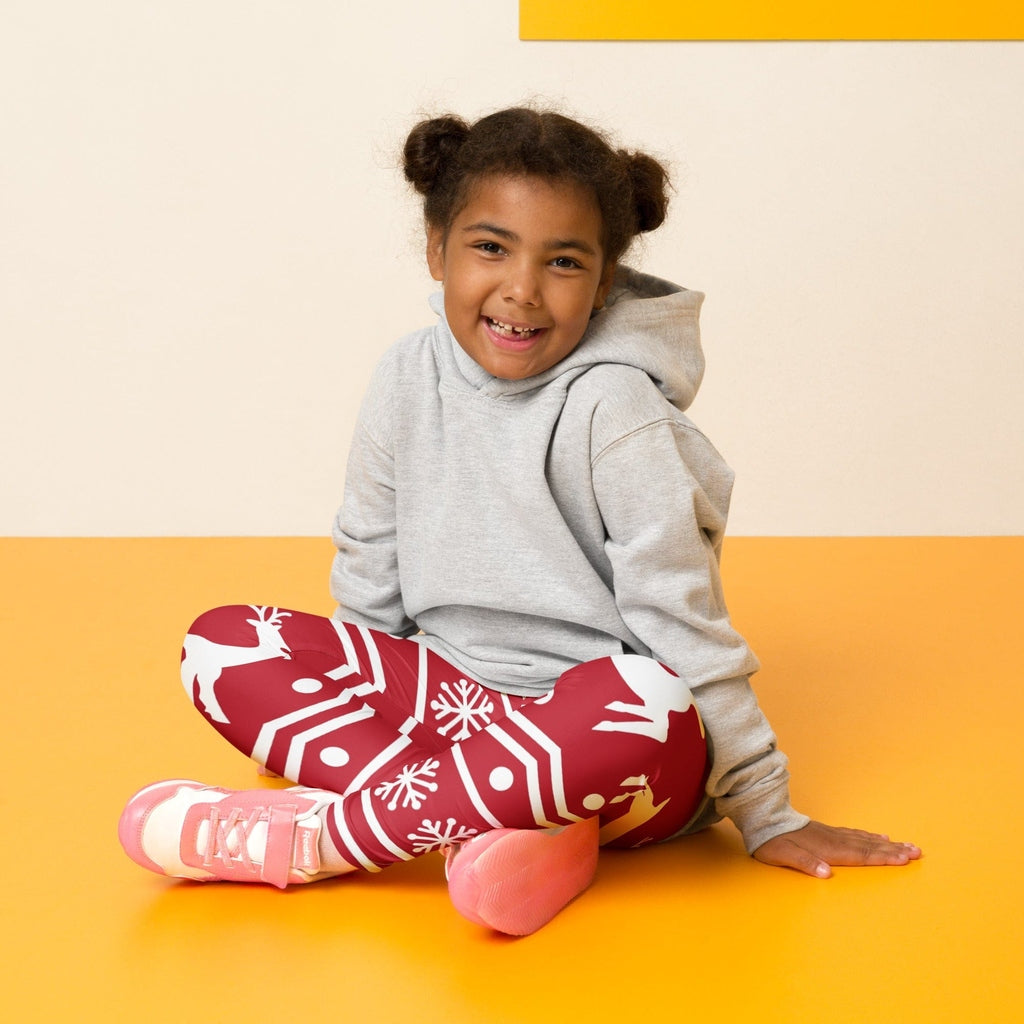 Red Nordic Reindeer Kid's Leggings