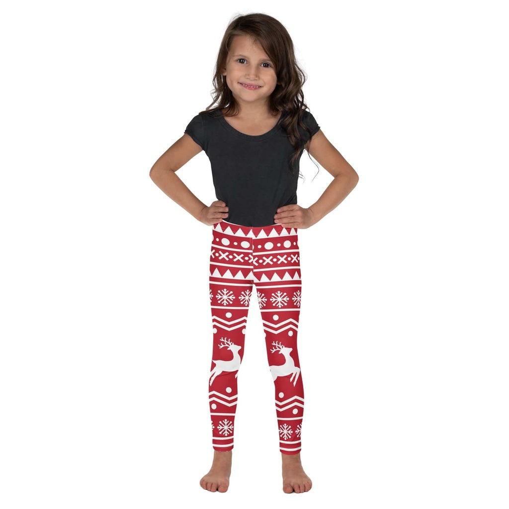 Red Nordic Reindeer Kid's Leggings