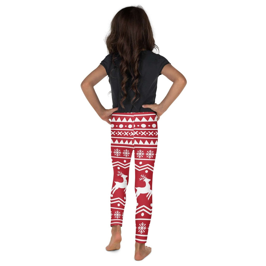 Red Nordic Reindeer Kid's Leggings