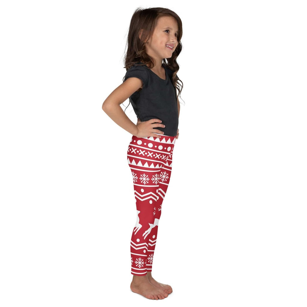 Red Nordic Reindeer Kid's Leggings