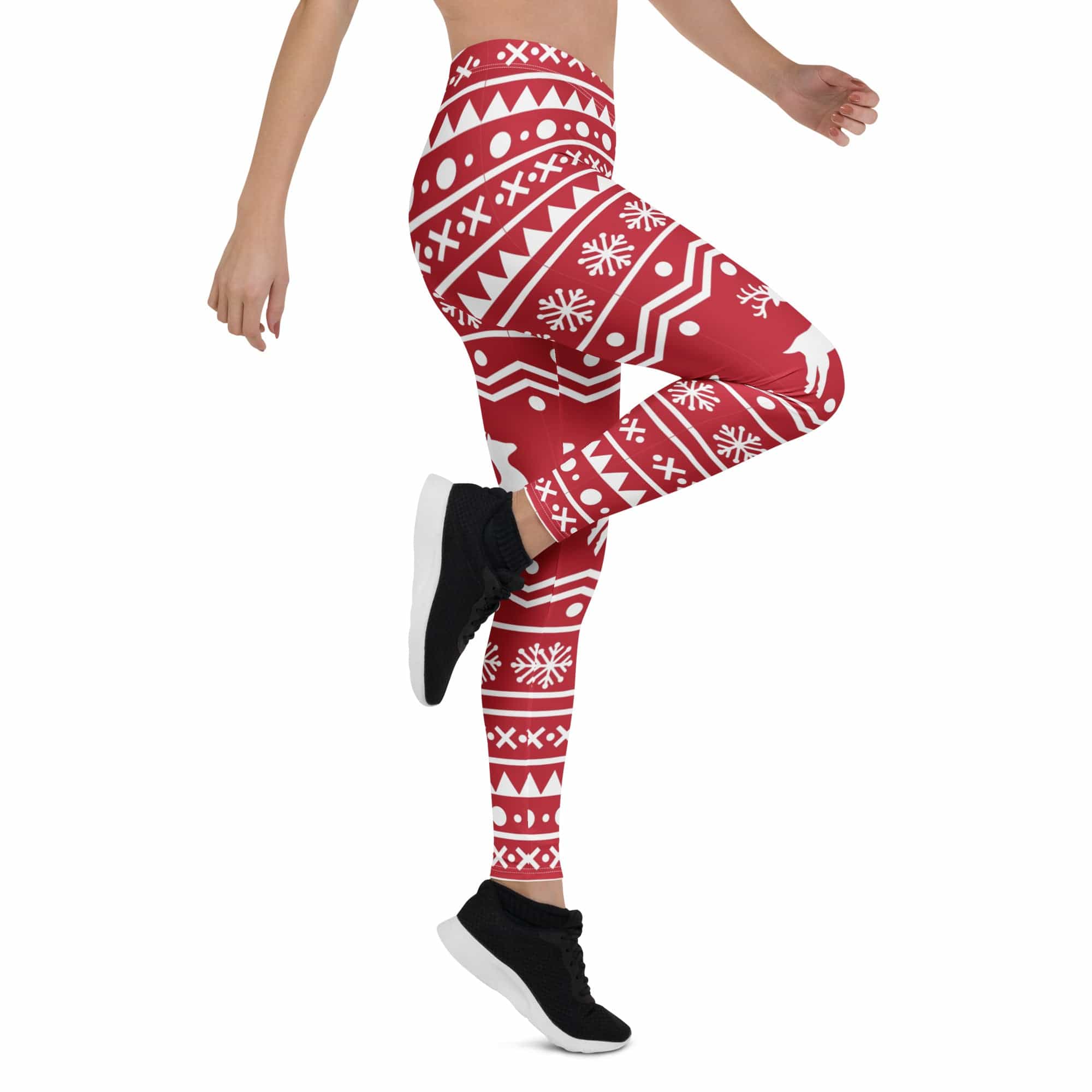 Red Nordic Reindeer Leggings