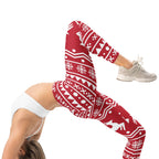 Red Nordic Reindeer Leggings