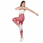 Red Nordic Reindeer Leggings With Pockets