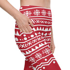 Red Nordic Reindeer Leggings With Pockets