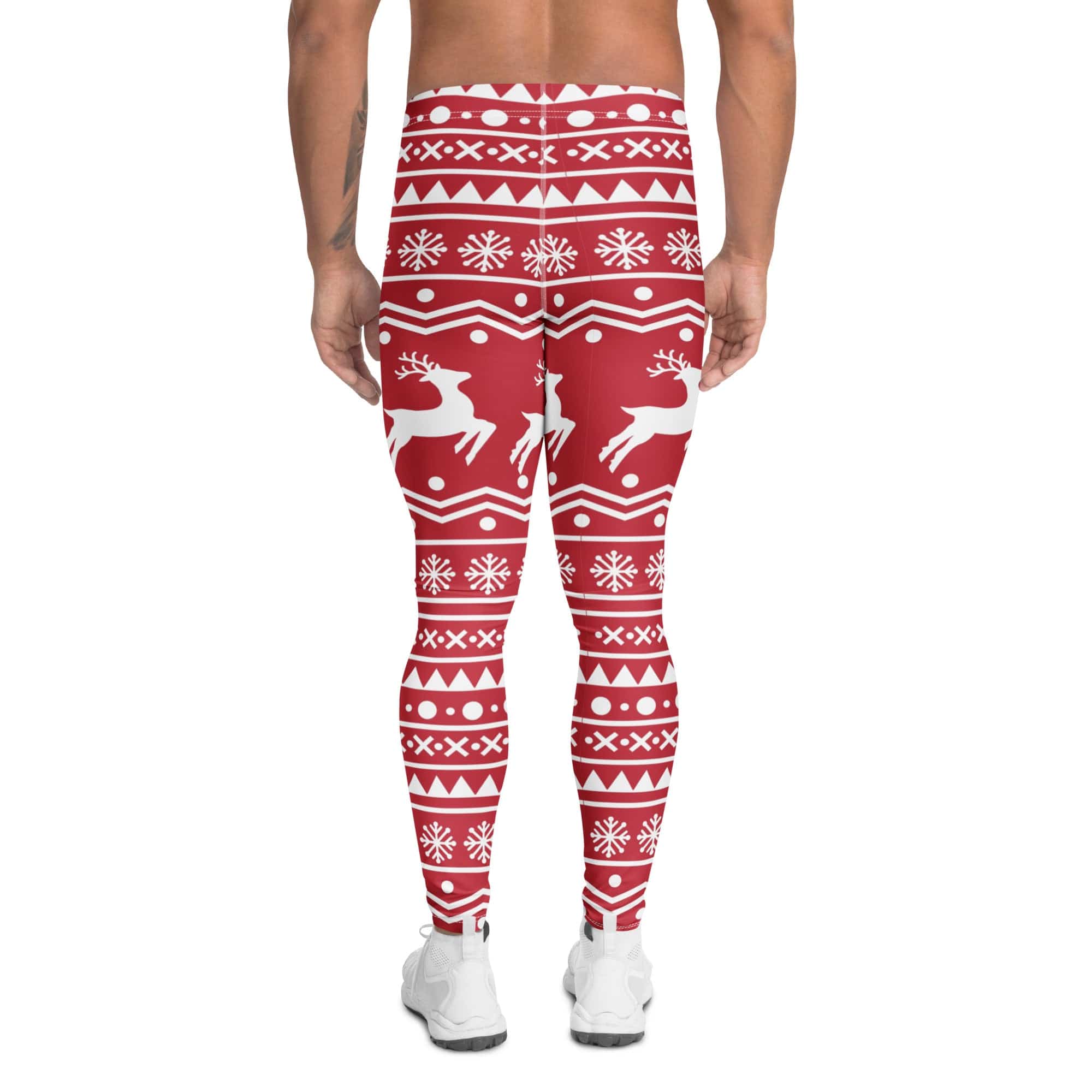 Red Nordic Reindeer Men's Leggings