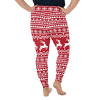 Red Nordic Reindeer Plus Size Leggings