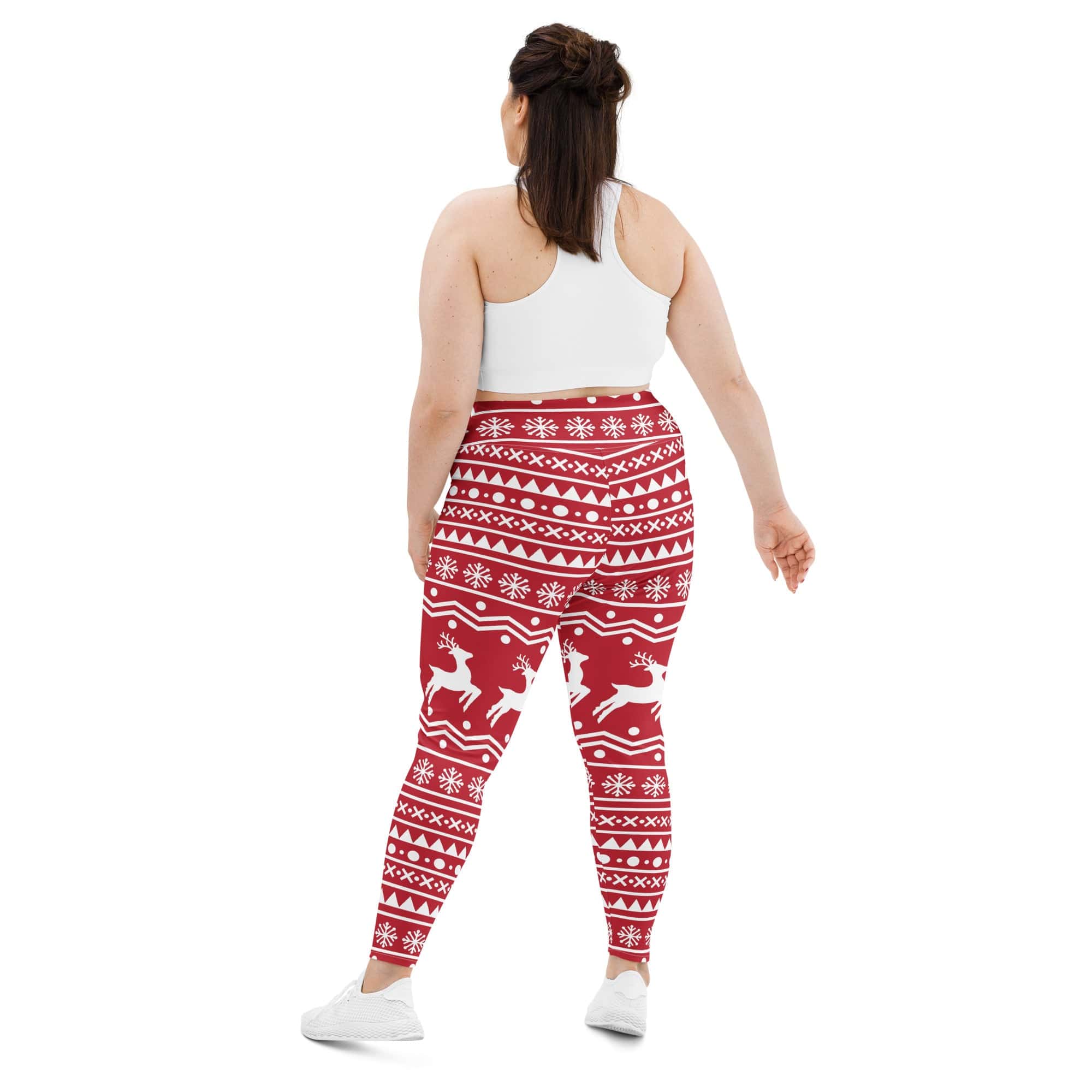 Red Nordic Reindeer Plus Size Leggings