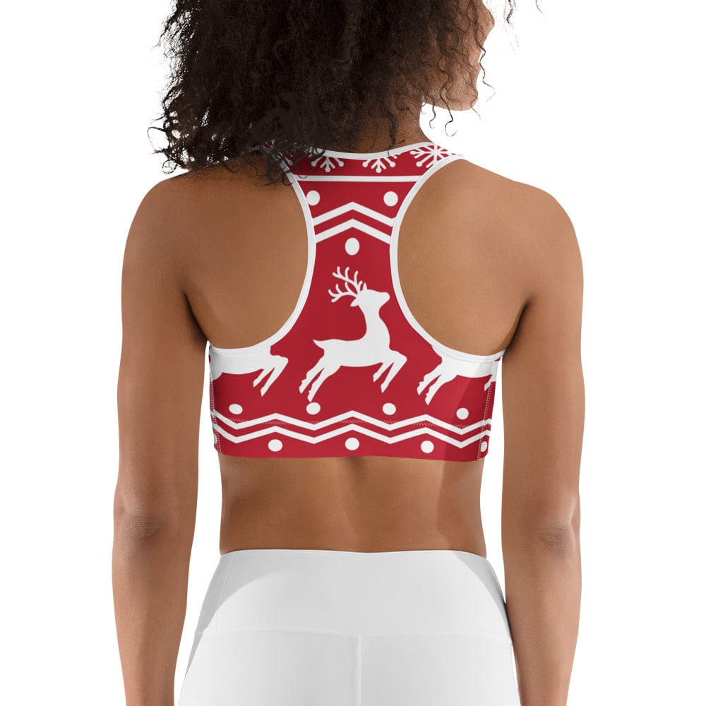 Red Nordic Reindeer Sports Bra