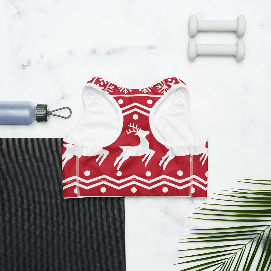 Red Nordic Reindeer Sports Bra