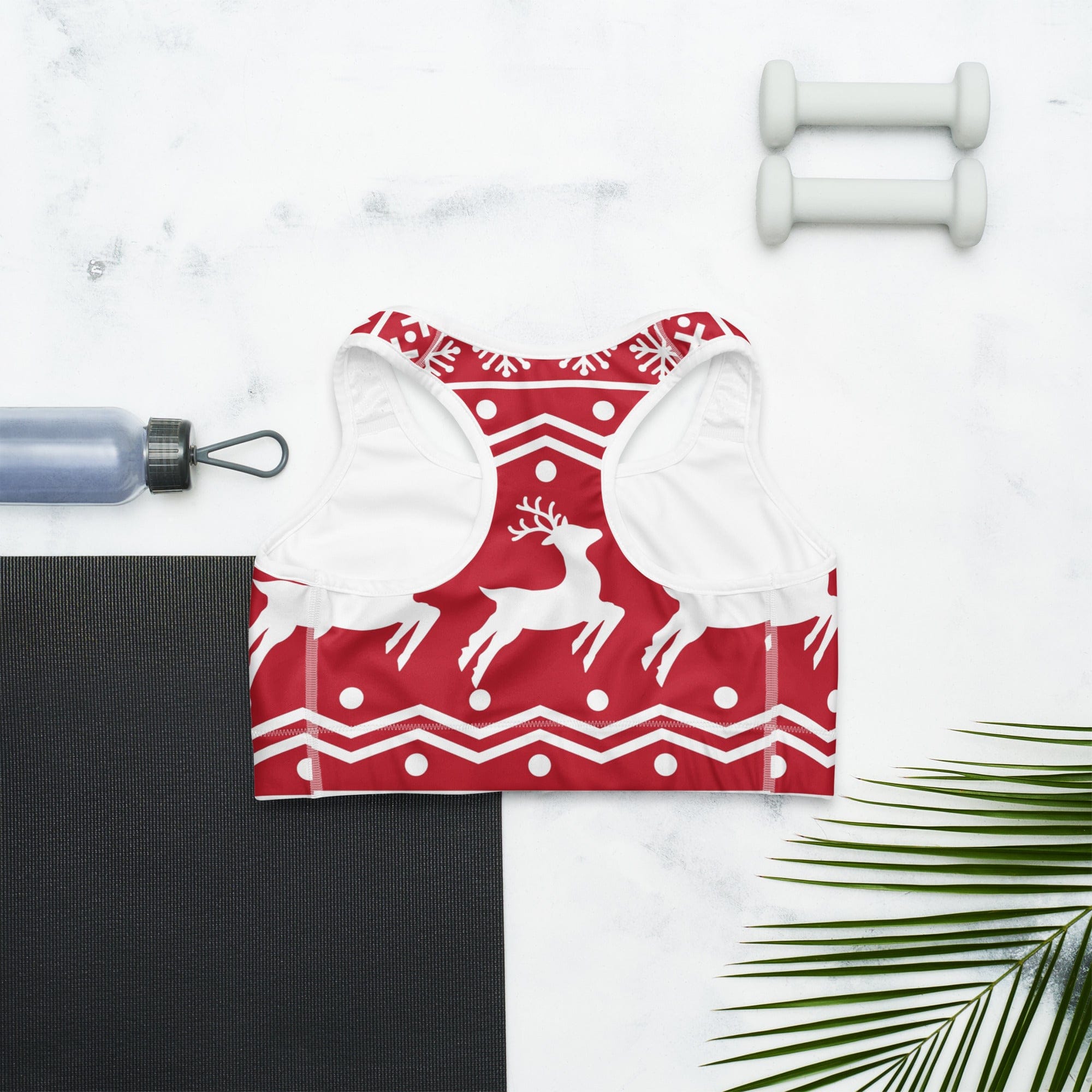 Red Nordic Reindeer Sports Bra