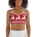 Red Nordic Reindeer Sports Bra
