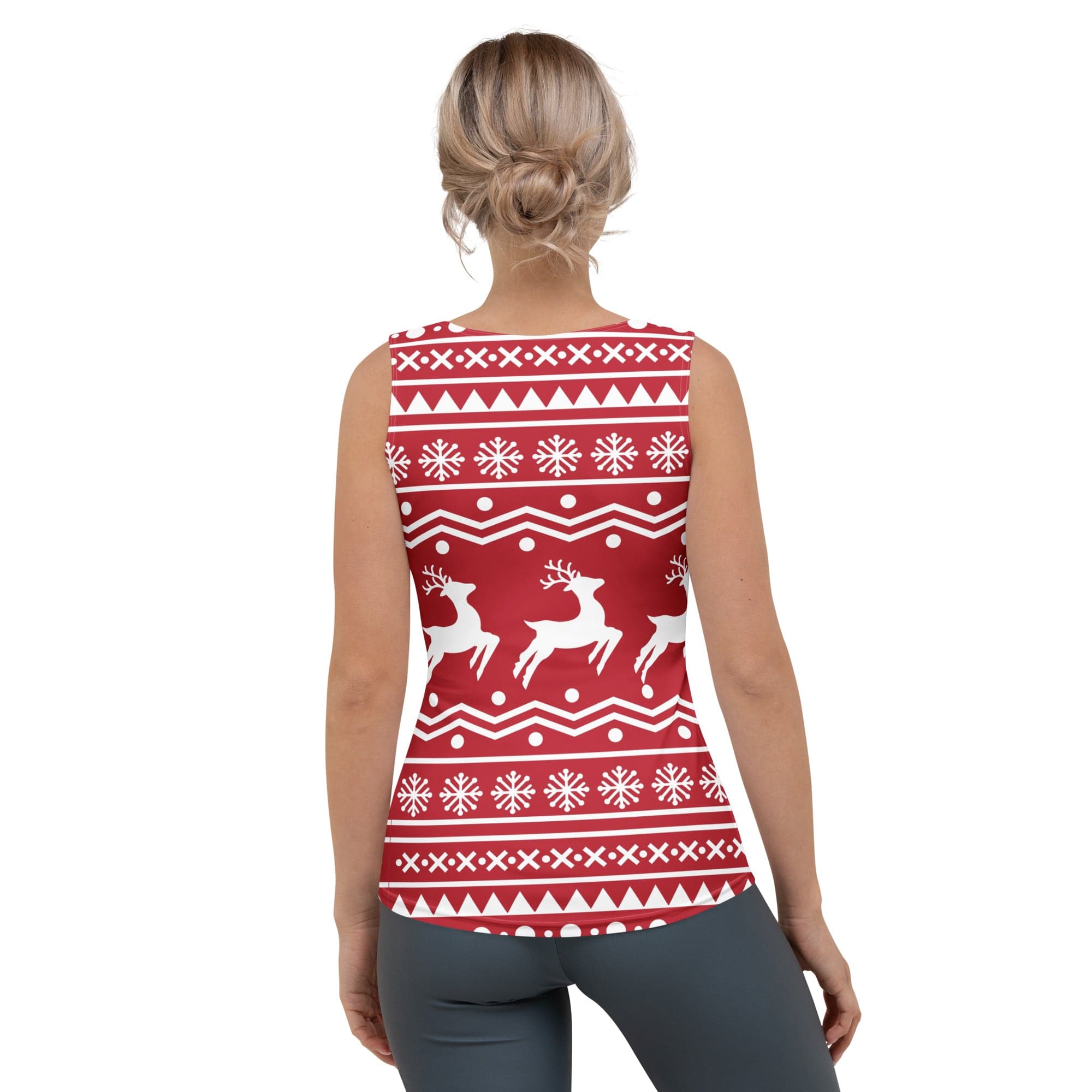 Red Nordic Reindeer Tank Top