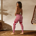 Red Nordic Reindeer Yoga Leggings